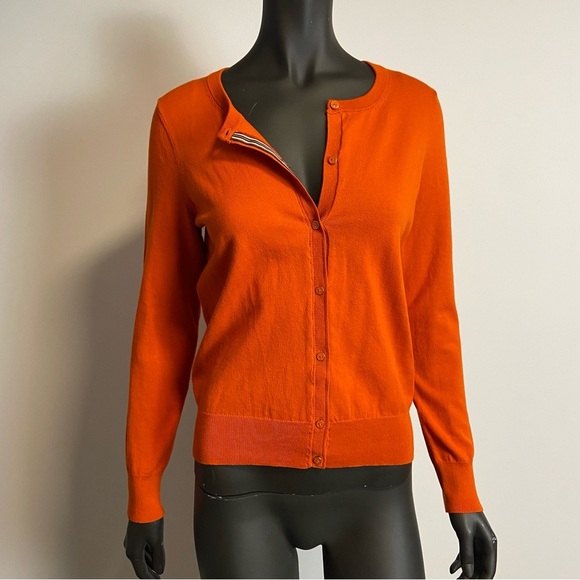 ☁️ Tommy Hilfiger/ Pima cotton orange full button cardigan - Picture 2 of 10
